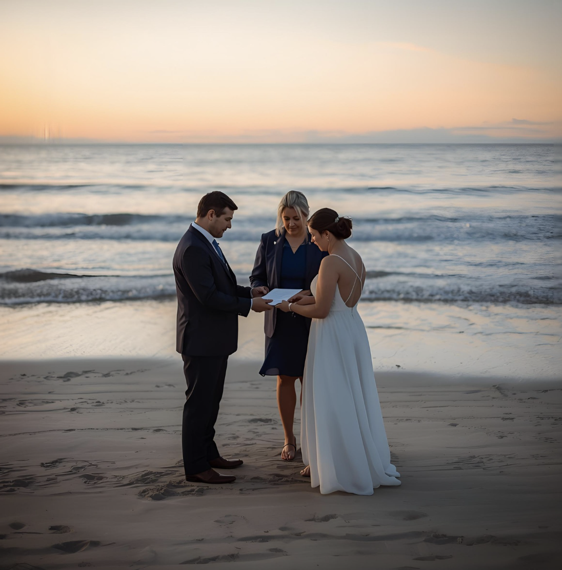 Happy couple eloping in Surfers Paradise