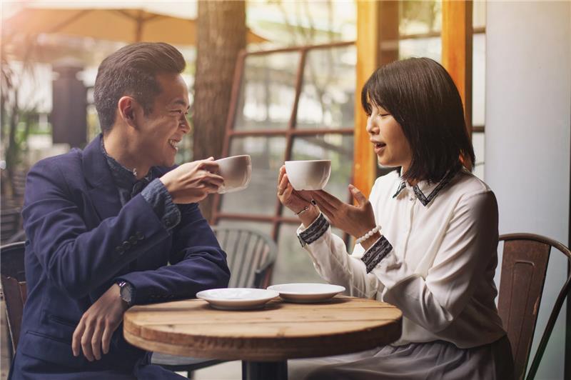A relaxed, candid shot of a couple